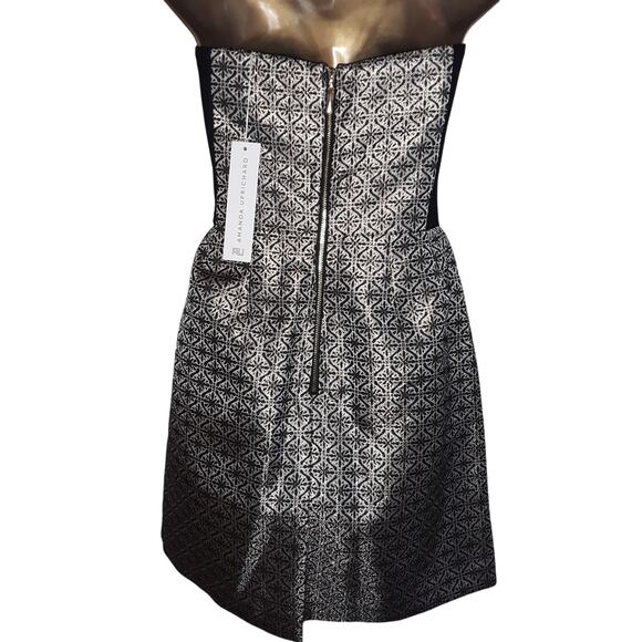 NWT Sz M Amanda Uprichard Elegant Strapless Brocade Metallic Dress - Picture 3 of 7